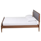 Baxton Studio King Powers Fabric and Wood Platform Bed: Mid-Century Design, Foam Padded, No Box Spring Required