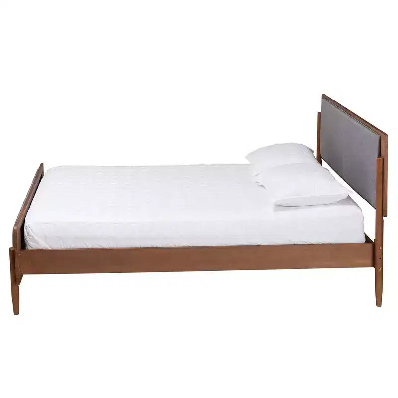 Baxton Studio King Powers Fabric and Wood Platform Bed: Mid-Century Design, Foam Padded, No Box Spring Required