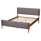 Baxton Studio King Powers Fabric and Wood Platform Bed: Mid-Century Design, Foam Padded, No Box Spring Required