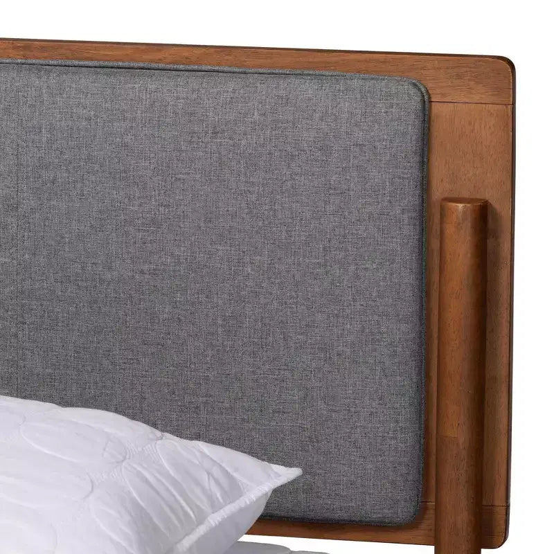 Baxton Studio King Powers Fabric and Wood Platform Bed: Mid-Century Design, Foam Padded, No Box Spring Required