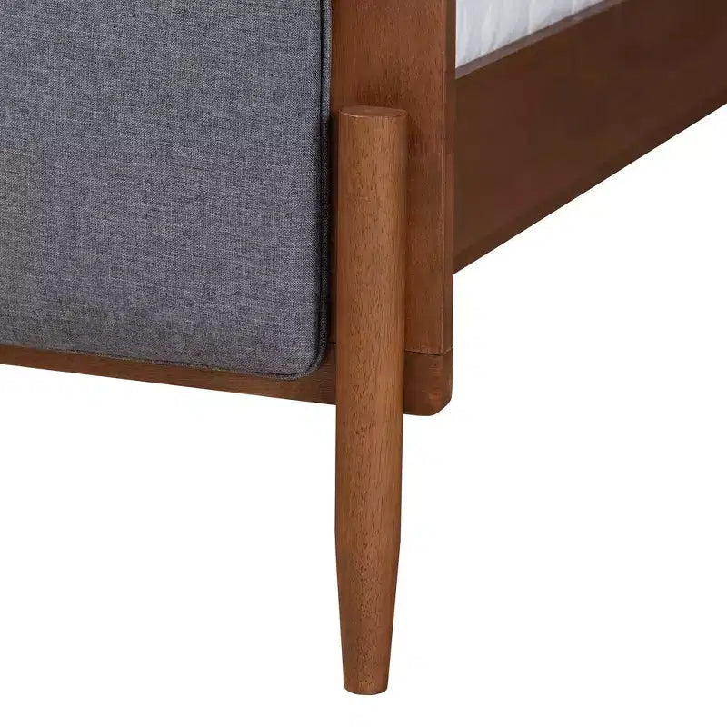 Baxton Studio King Powers Fabric and Wood Platform Bed: Mid-Century Design, Foam Padded, No Box Spring Required