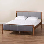 Baxton Studio King Powers Fabric and Wood Platform Bed: Mid-Century Design, Foam Padded, No Box Spring Required