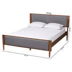 Baxton Studio King Powers Fabric and Wood Platform Bed: Mid-Century Design, Foam Padded, No Box Spring Required