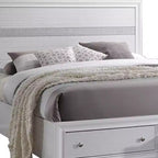 84" Queen Bed Naima Bed White - Acme Furniture: Contemporary Glossy Platform with Built-In Storage