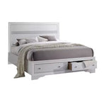 84" Queen Bed Naima Bed White - Acme Furniture: Contemporary Glossy Platform with Built-In Storage