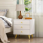 White Nightstands Bedside Table End Table Gold Metal Legs1 Pcs