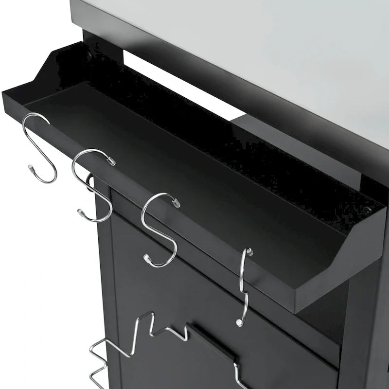 Outdoor Kitchen Island With Stainless Steel Tabletop,Metal Grill Cart Table With Storage Cabinet - N/A