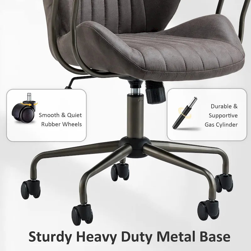 OVIOS Sedia da ufficio ergonomica in tessuto scamosciato con supporto lombare