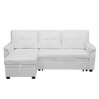 Divano componibile convertibile reversibile con letto estraibile, chaise longue con contenitore nascosto e gambe durevoli
