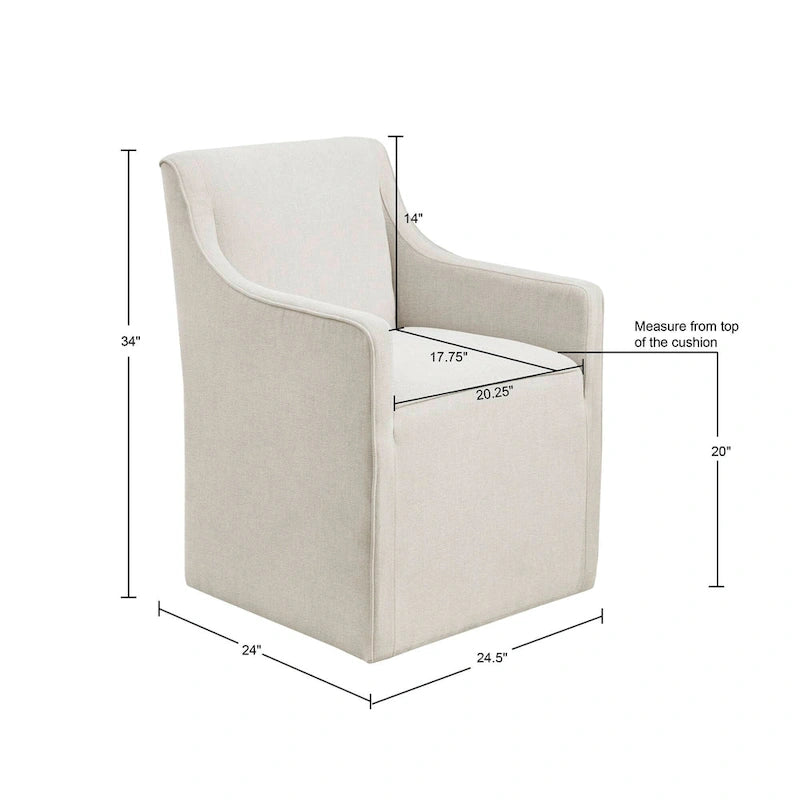 Madison Park Charlotte Dining Arm Chair with Casters