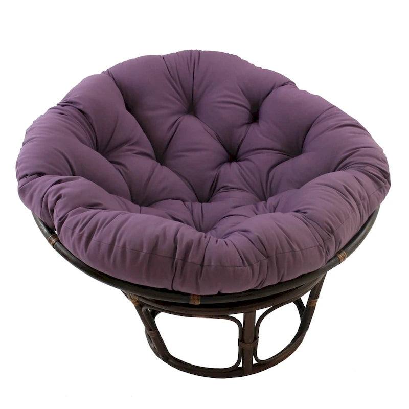 Poltrona Papasan Bali da 42 pollici in rattan con cuscino in twill