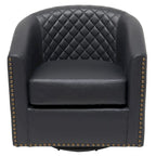 KINWELL 29 Wide Tufted PU Leather Swivel Barrel Chair