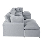Divano componibile moderno a U, 2 grandi chaise longue con pouf rimovibili
