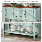 Retro Style Buffet Sideboard Wood Console Table with Bottom Shelf, Easy Assemble, for Living Room, Kitchen, Entryway