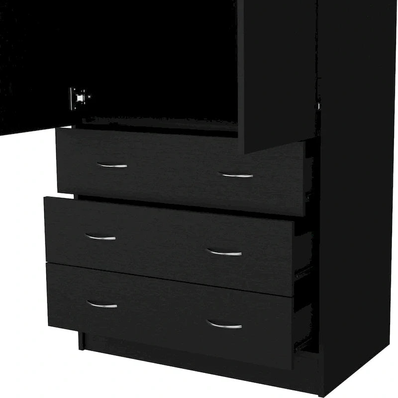 19 Armadio moderno a due ante con 3 cassetti e 1 asta appendiabiti per camera da letto