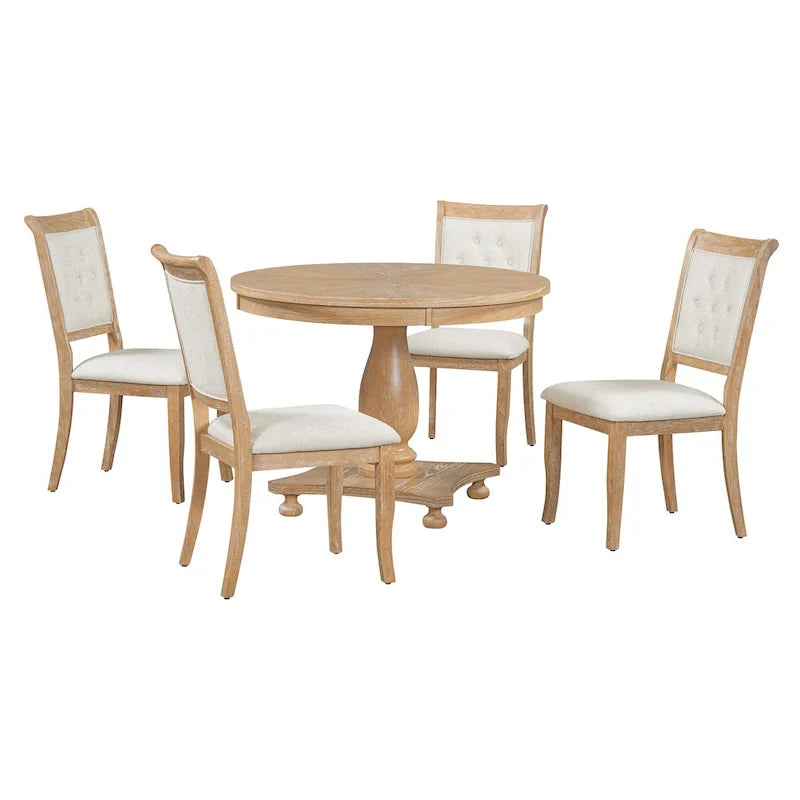 Set da pranzo da 5 pezzi Lak Retro con sedie imbottite di GDFStudio