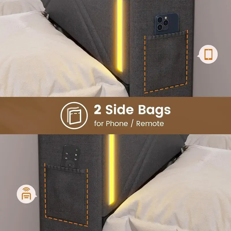 Struttura letto con luci LED per testiera e stazione di ricarica USB-C/A, 4 cassetti