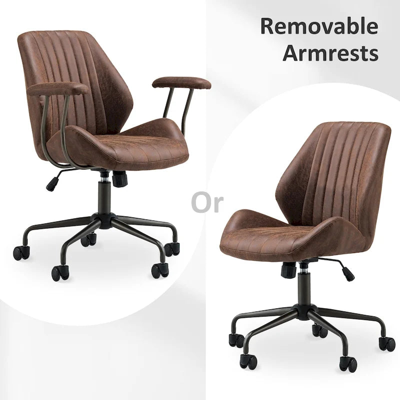 OVIOS Sedia da ufficio ergonomica in tessuto scamosciato con supporto lombare