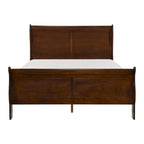 Letto a slitta matrimoniale Gage Traditional, struttura in legno, ricca finitura marrone ciliegio