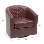 KINWELL 29 Wide Tufted PU Leather Swivel Barrel Chair