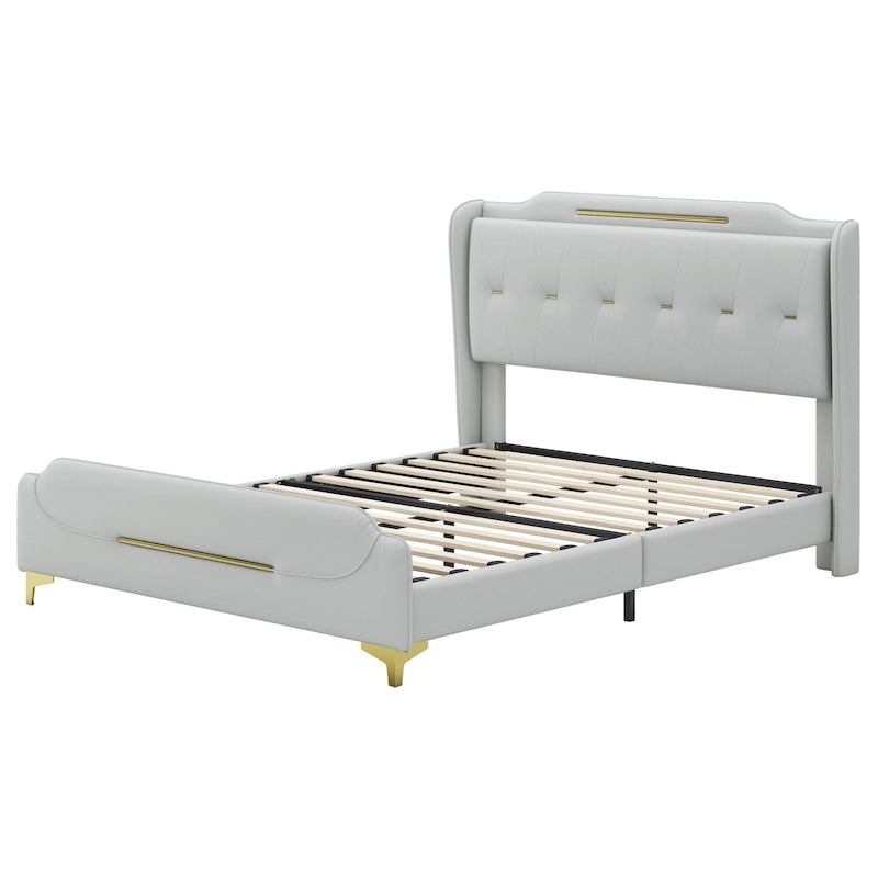 Letto moderno imbottito in pelle PU Uphou di Christopher Knight Home