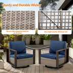 Cozywor 2-Piece Patio Wicker Outdoor Rocking Chair with Metal Frame and Cushions
