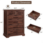 Farmhouse 6 Drawers Dresser Chests, Wood Rustic Chest of Drawers
