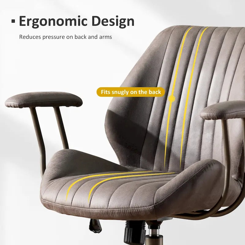 OVIOS Sedia da ufficio ergonomica in tessuto scamosciato con supporto lombare