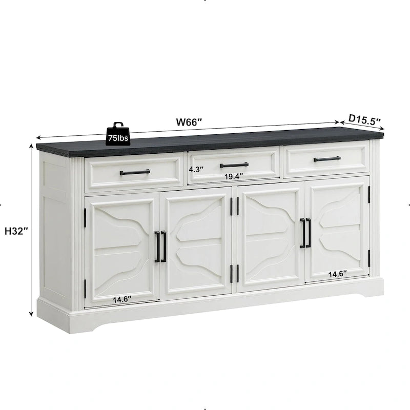 Credenza a Buffet da Fattoria, Mobile Bar per Caffè e Vino per Sala da Pranzo - N/A