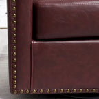 KINWELL 29 Wide Tufted PU Leather Swivel Barrel Chair