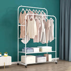 Stand per abiti con rotelle, appendiabiti in metallo, scaffale