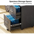 2-Drawer Rolling Wood File Cabinet with Lock