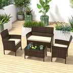 Costway Set di 4 Mobili da Giardino con Cuscini Lavabili e Vetro Temperato - Vedi Dettagli