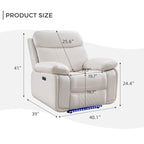 Power Reclining Sofa with Wireless Charger,Reading Light,LED Light for Living Room,Faux Leather,AC/USB Port,Cup Holder,Black