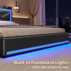 Struttura letto con luci LED per testiera e stazione di ricarica USB-C/A, 4 cassetti