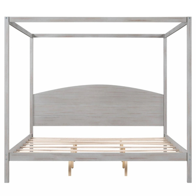 Letto a piattaforma a baldacchino King Size con testiera e gambe di supporto