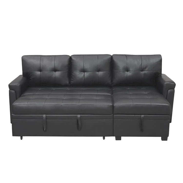 Divano componibile convertibile reversibile con letto estraibile, chaise longue con contenitore nascosto e gambe durevoli