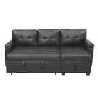 Divano componibile convertibile reversibile con letto estraibile, chaise longue con contenitore nascosto e gambe durevoli