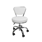 Sgabello basso Dayton con schienale regolabile da 13 a 15, rotelle, bianco - N/A