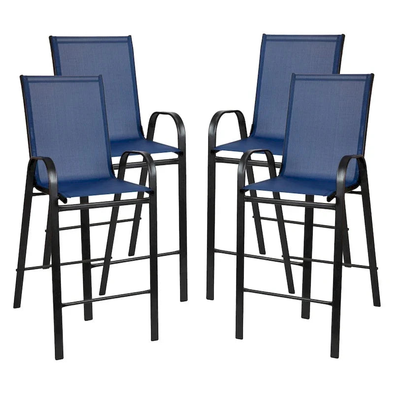 Set di 4 Sgabelli da Bar da Esterno in Materiale Flex Comfort - Sgabello da Giardino