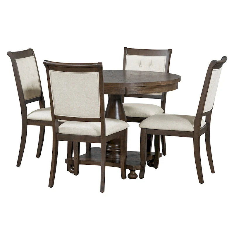 Set da pranzo da 5 pezzi Lak Retro con sedie imbottite di GDFStudio