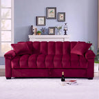 82.7 Velvet Storage Convertible Sofa Sleeper Couch with 2 Pillows