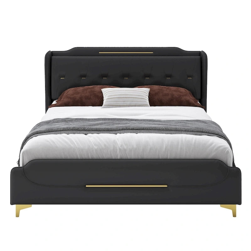 Letto moderno imbottito in pelle PU Uphou di Christopher Knight Home