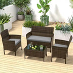 Costway Set di 4 Mobili da Giardino con Cuscini Lavabili e Vetro Temperato - Vedi Dettagli