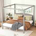 Letto a piattaforma a baldacchino King Size con testiera e gambe di supporto