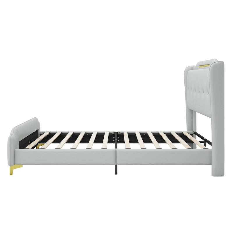 Letto moderno imbottito in pelle PU Uphou di Christopher Knight Home