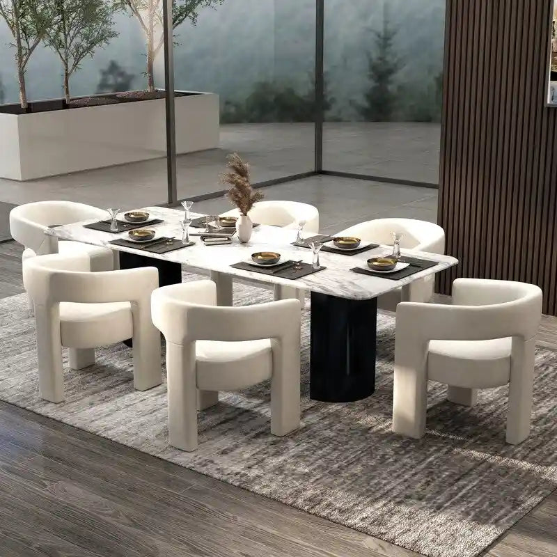 SEYNAR Sedia da Pranzo Moderna Glamour Rivestita in Velluto, Set di 6 Sedie Accent con Schienale Aperto