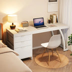 Large Computer Desk with Reversible Drawer Cabinet