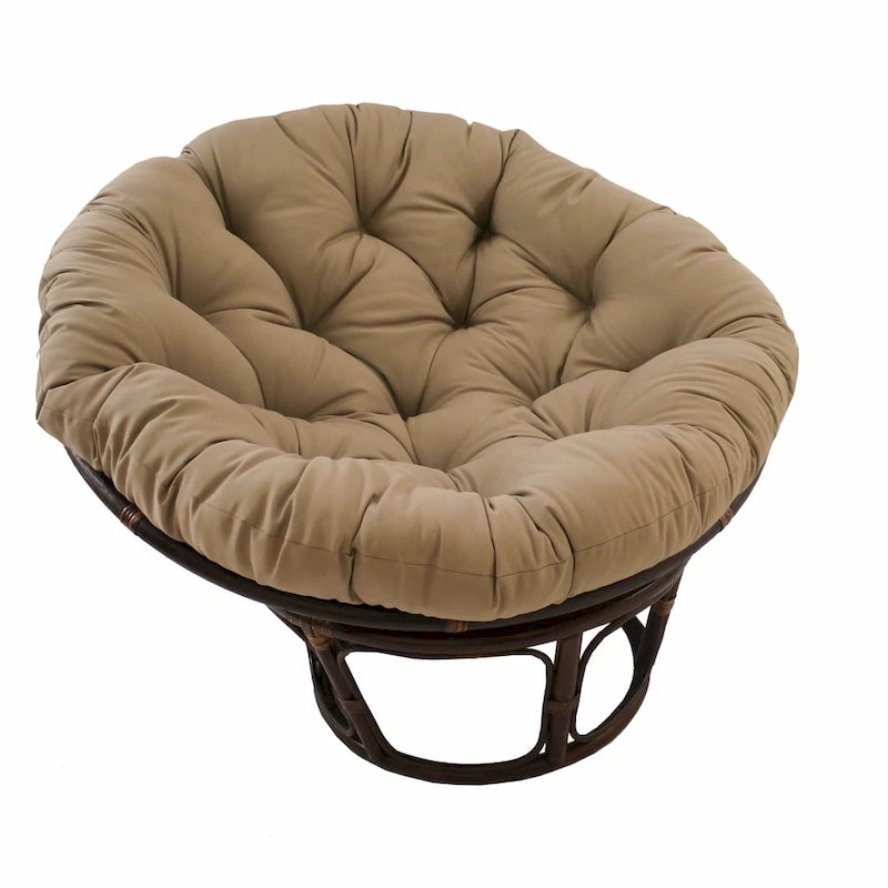 Poltrona Papasan Bali da 42 pollici in rattan con cuscino in twill