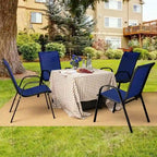 4 Pieces Stackable Patio Dining Chairs Set with Armrest - 29 x 21.5 x 35.5 (L x W x H)
